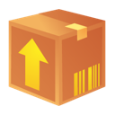 Orange package box crate upload arrow