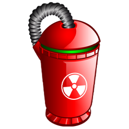 Radioactive empty erase trash bin recycle