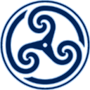 Blue wheeled triskelion