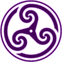 Purple wheeled triskelion