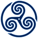 Blue wheeled triskelion