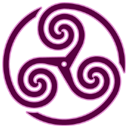 Mauve wheeled triskelion