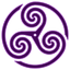 Purple wheeled triskelion