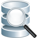 Database data loupe magnifier magnifying magnify glass zoom find search look eye