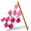 Media icons socia map pink chequered flag marker left derelict base