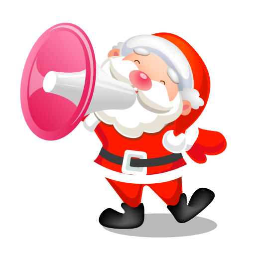 Christmas megaphone shouting santa