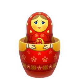 Red matreshka inside icon